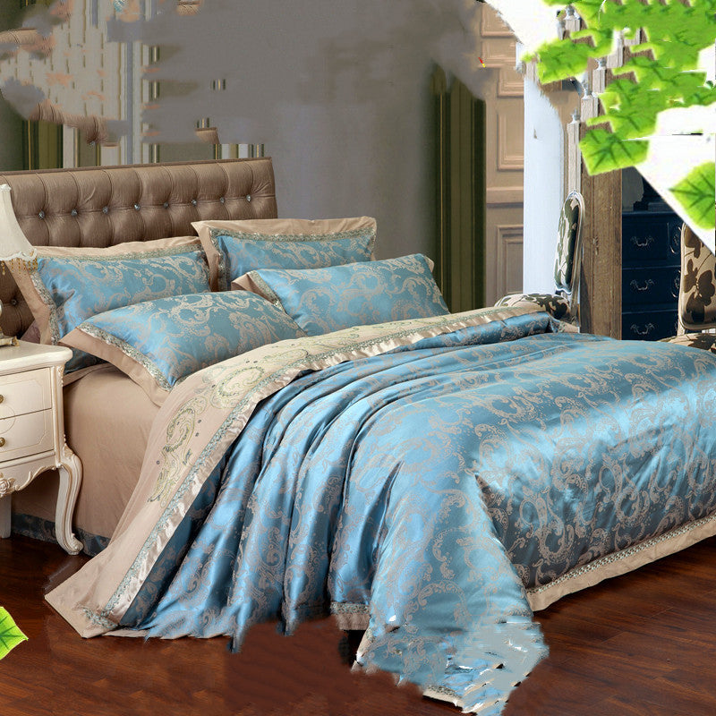KTX-231251 Luxury Ice Silk Jacquard Linen and Cotton Bedding Set in Various Colors - 4 Piece Collection