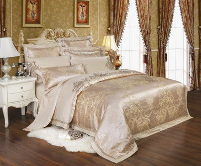 KTX-231251 Luxury Ice Silk Jacquard Linen and Cotton Bedding Set in Various Colors - 4 Piece Collection