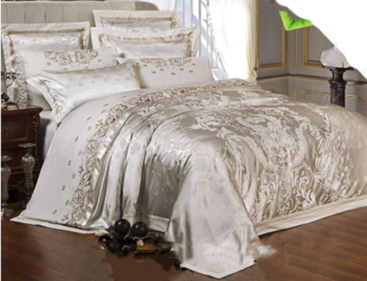 KTX-231251 Luxury Ice Silk Jacquard Linen and Cotton Bedding Set in Various Colors - 4 Piece Collection