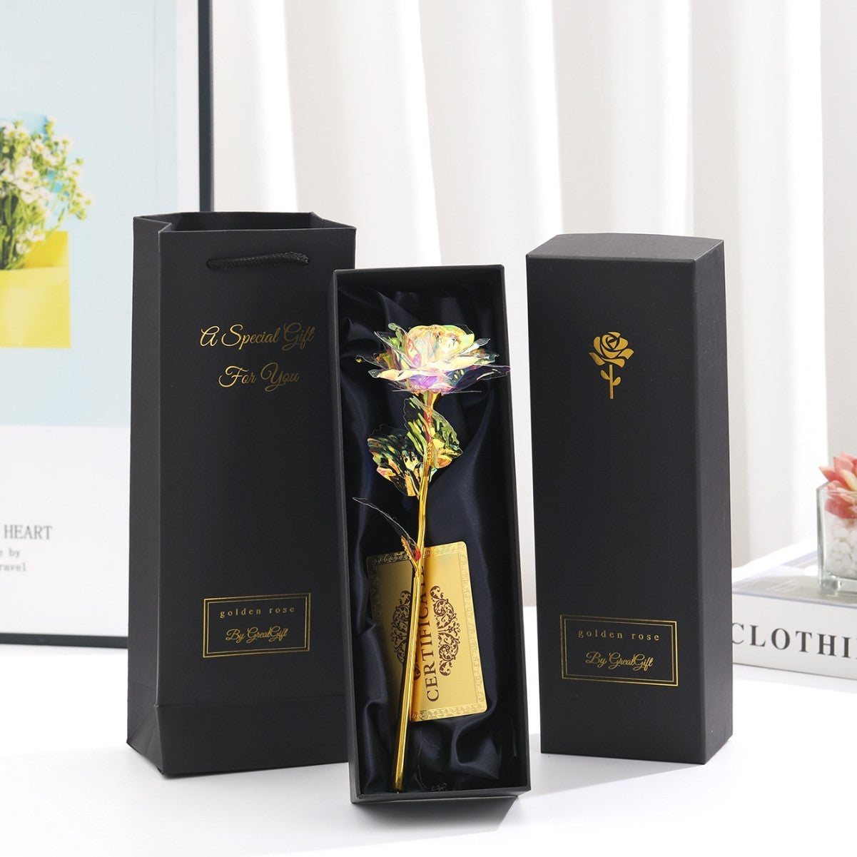 KTX-231571 Gold Foil Rose - Creative Gift for Holidays and Special Occasions in Various Colors