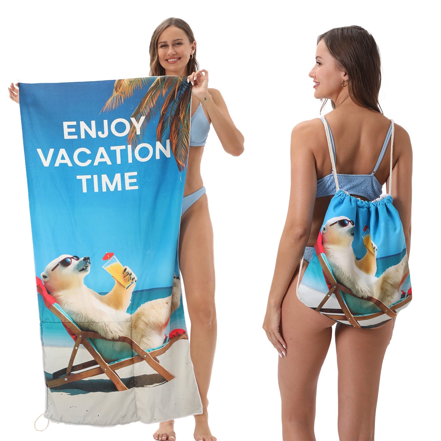 KTX-231891 Versatile Microfiber Beach Towel and Bag Storage - Multiple Colors Available