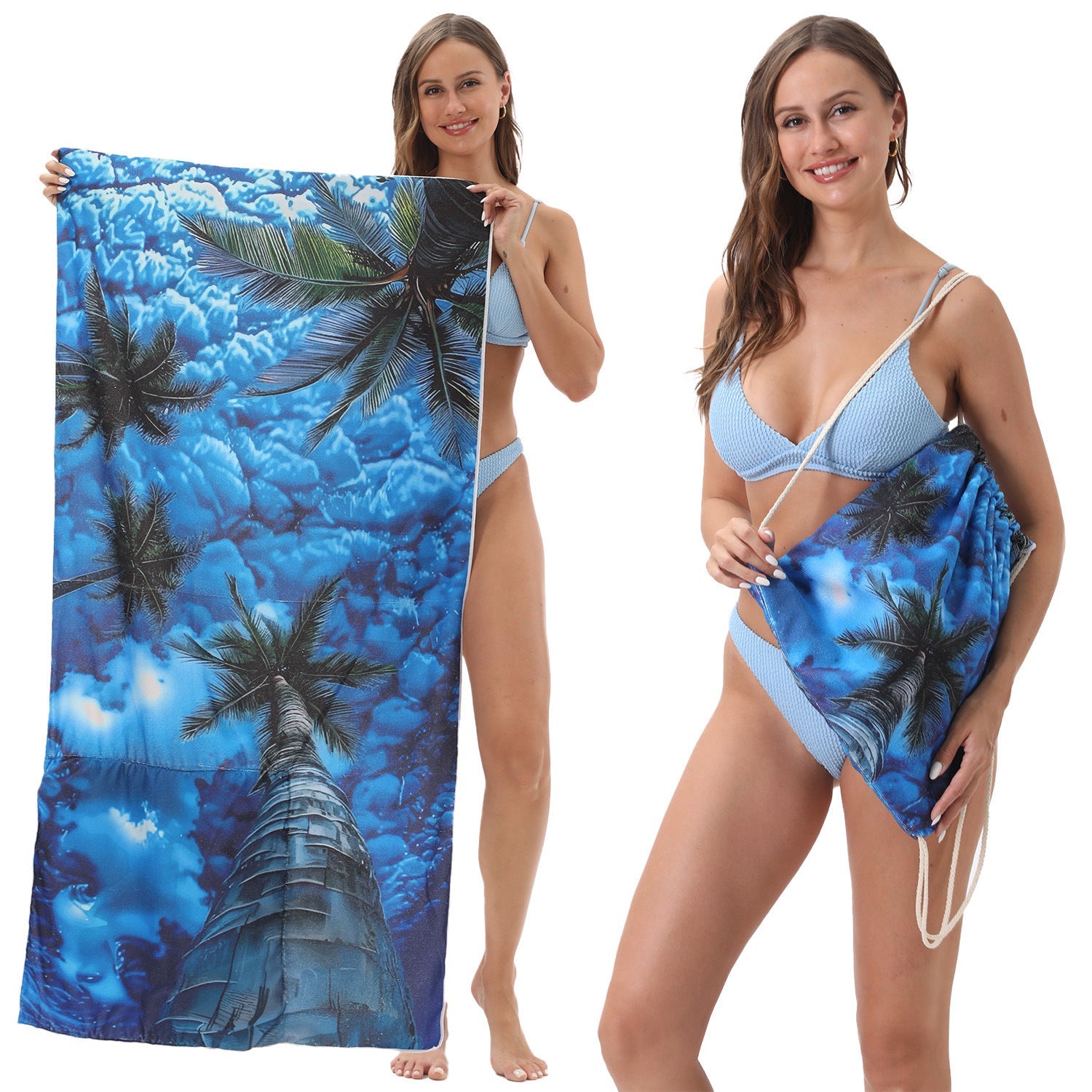 KTX-231891 Versatile Microfiber Beach Towel and Bag Storage - Multiple Colors Available