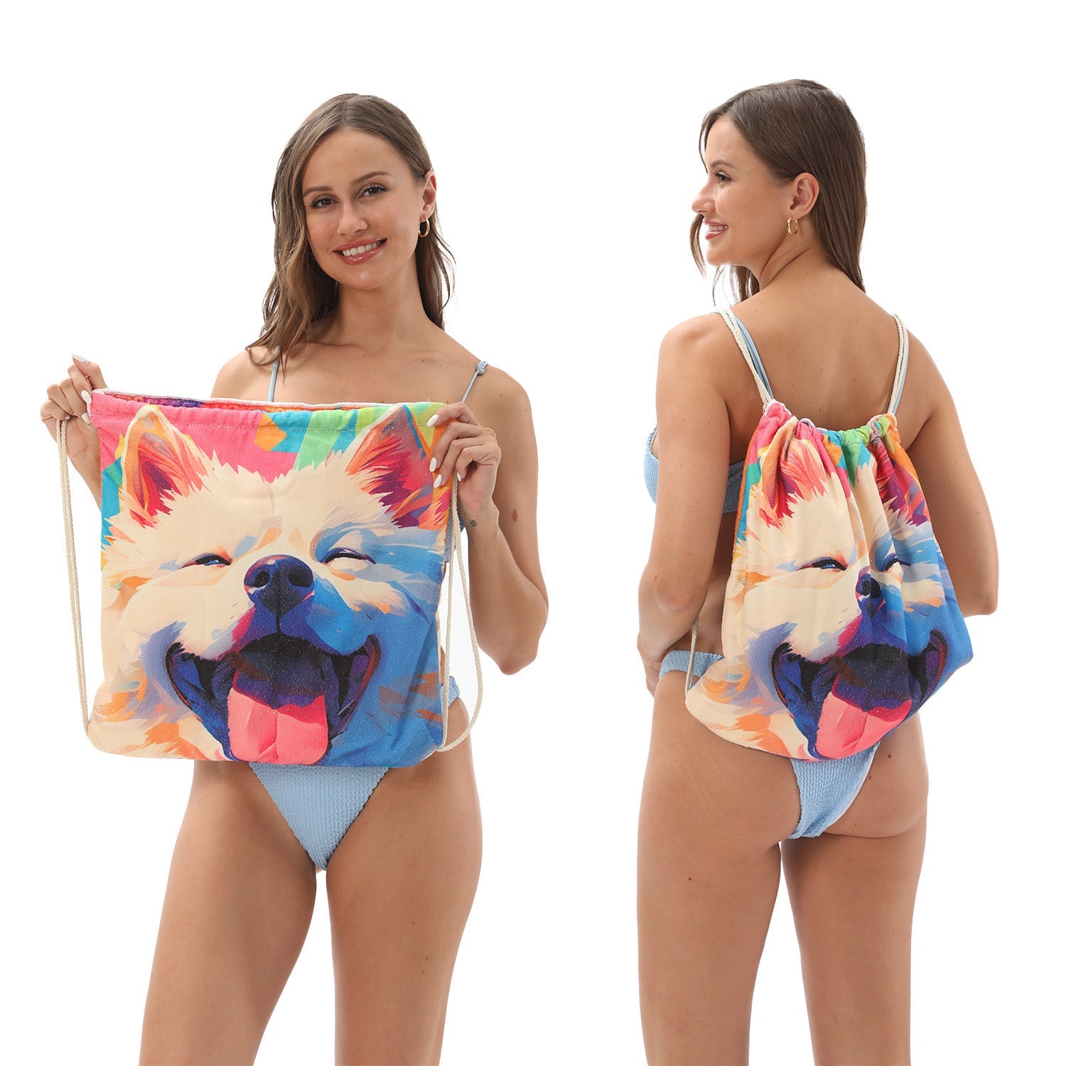 KTX-231891 Versatile Microfiber Beach Towel and Bag Storage - Multiple Colors Available