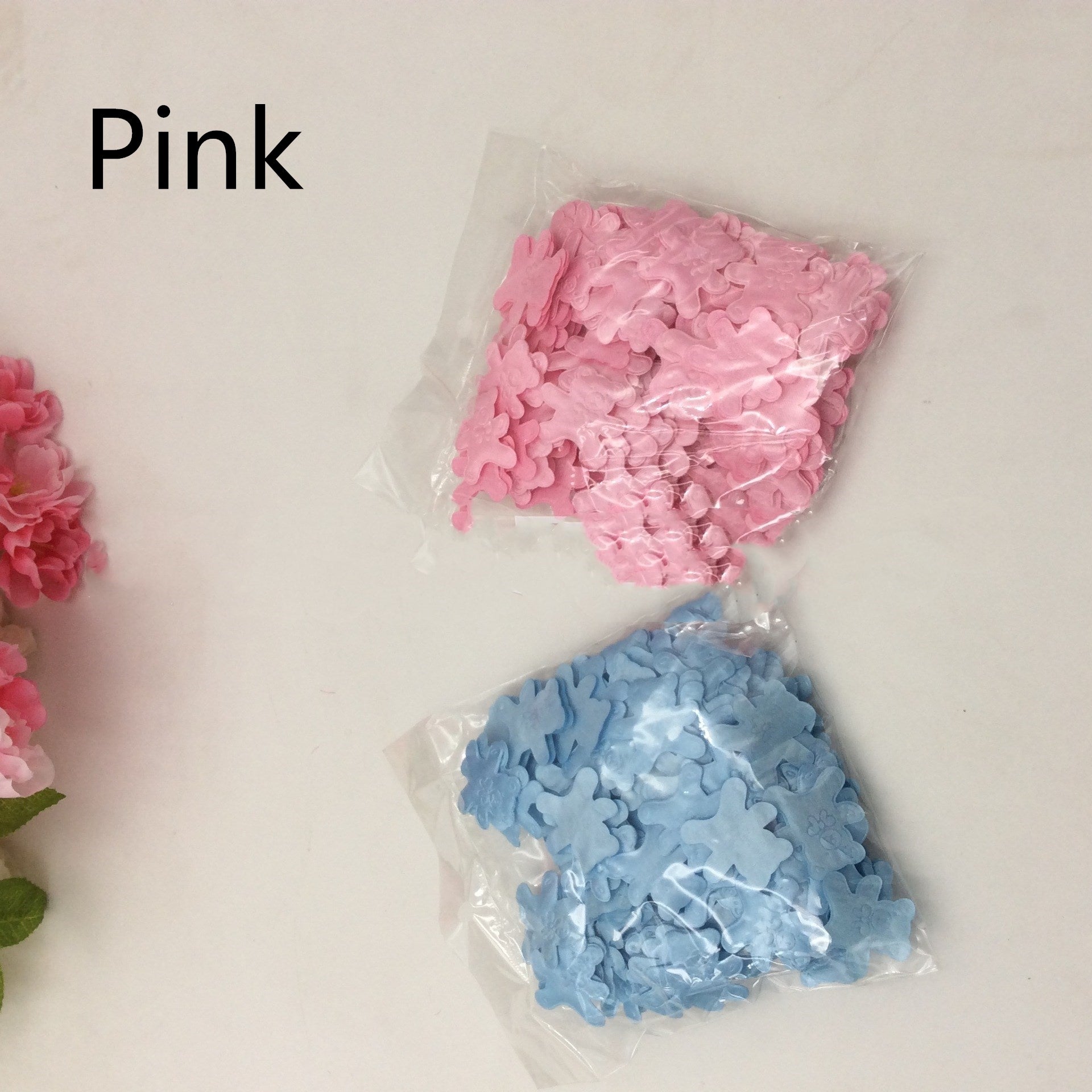 KTX-232403 Butterfly Bear Floral Decoration Pack - 3CM, 200 Tablets of Polyester Accents for Clothing and DIY Home Projects