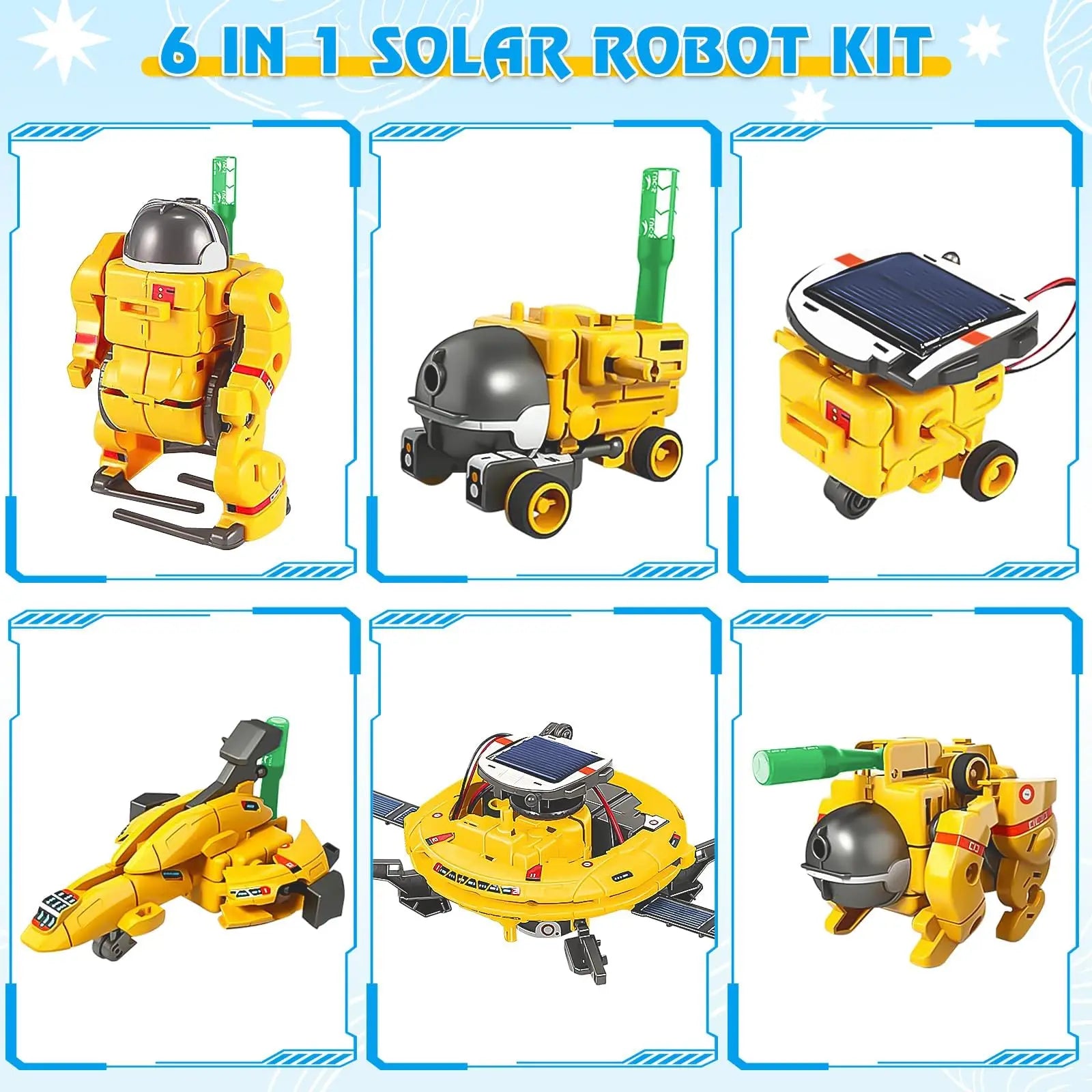 KTX-234451 6-in-1 Educational Solar Robot Toys for STEM Projects - Solar-Powered Space Kits