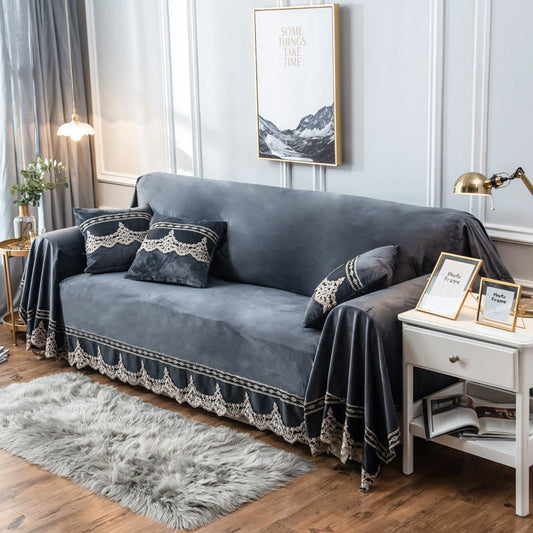 KTX-234771 Plush Sofa Cover in Various Elegant Colors, Soft Polyester Fabric, Multiple Sizes Available