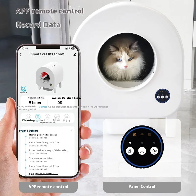 KTX-235219 Smart Self-Cleaning Cat Litter Box with App Control, 68L Large Capacity, Odor Control, Anti-Trap Function for Multiple Cats