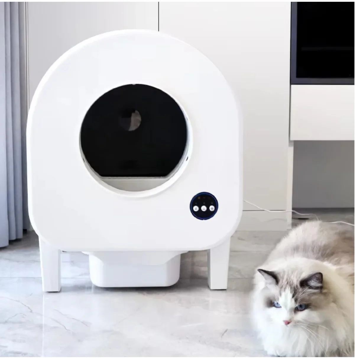 KTX-235219 Smart Self-Cleaning Cat Litter Box with App Control, 68L Large Capacity, Odor Control, Anti-Trap Function for Multiple Cats