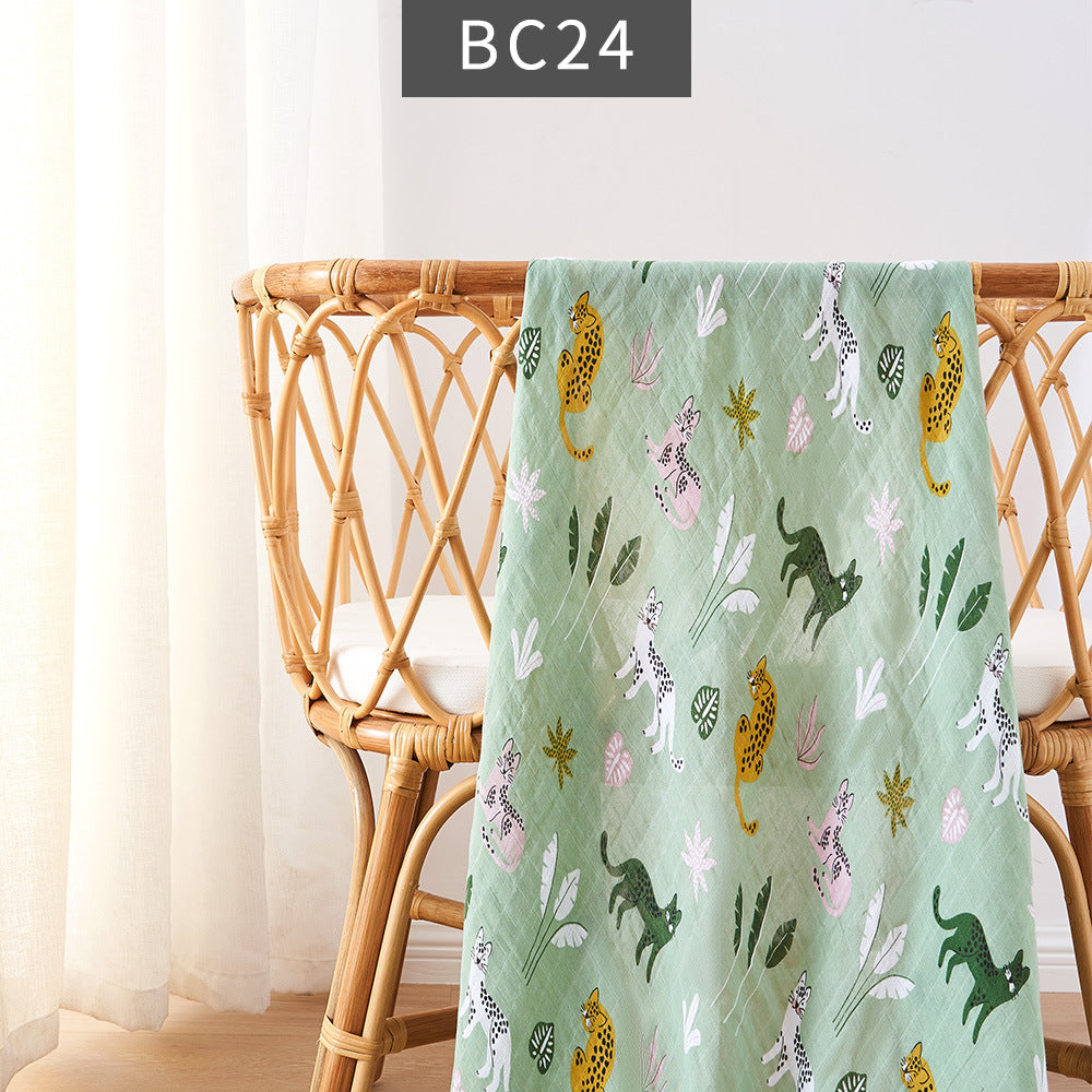 KTX-235347 Bamboo Cotton Newborn Baby Blanket and Bath Towel - Soft, Lightweight, Animal and Cartoon Patterns