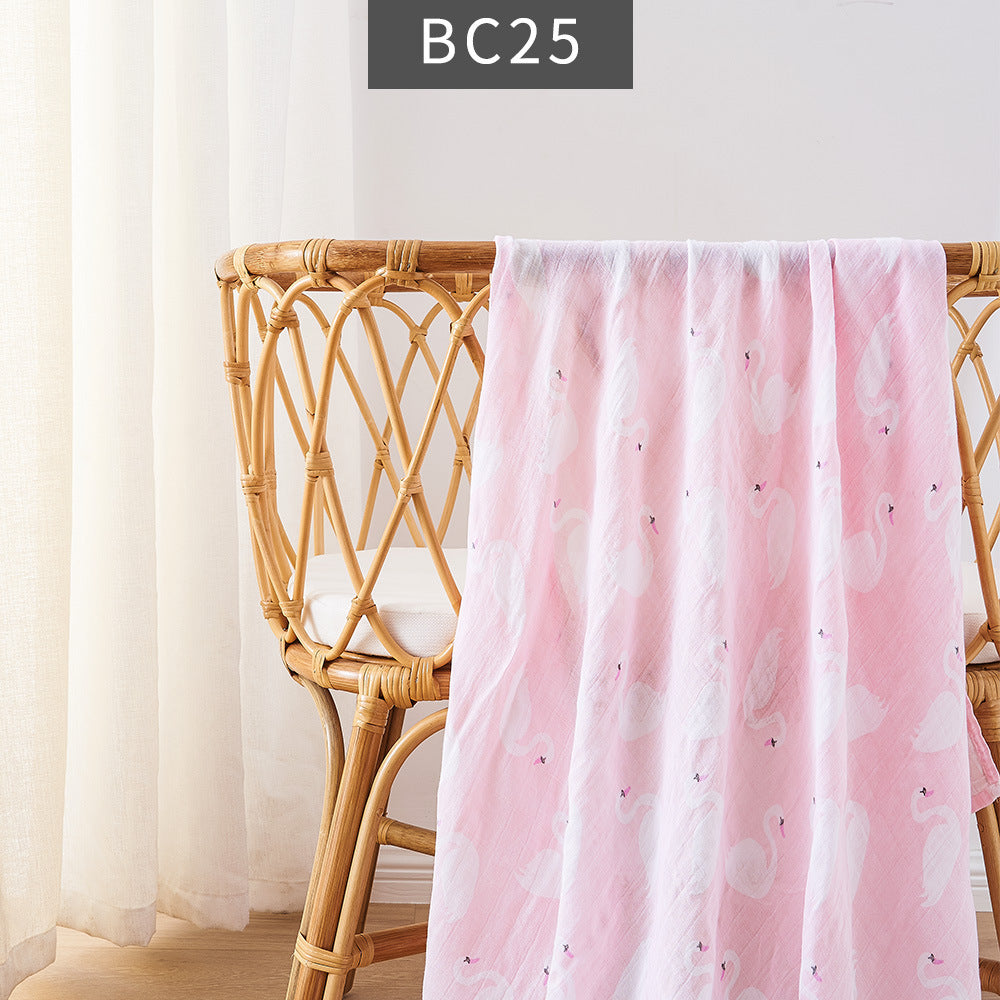 KTX-235347 Bamboo Cotton Newborn Baby Blanket and Bath Towel - Soft, Lightweight, Animal and Cartoon Patterns