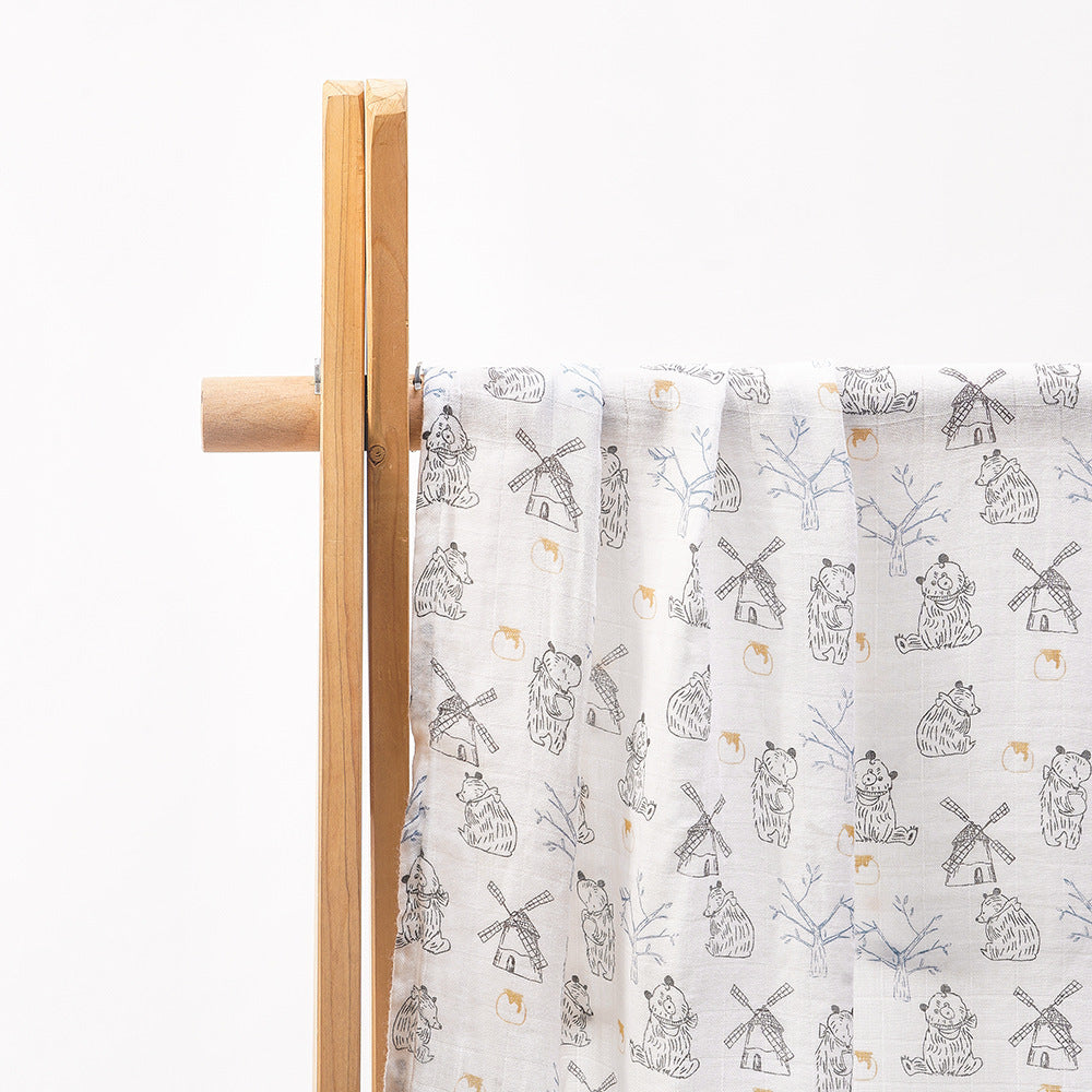 KTX-235347 Bamboo Cotton Newborn Baby Blanket and Bath Towel - Soft, Lightweight, Animal and Cartoon Patterns