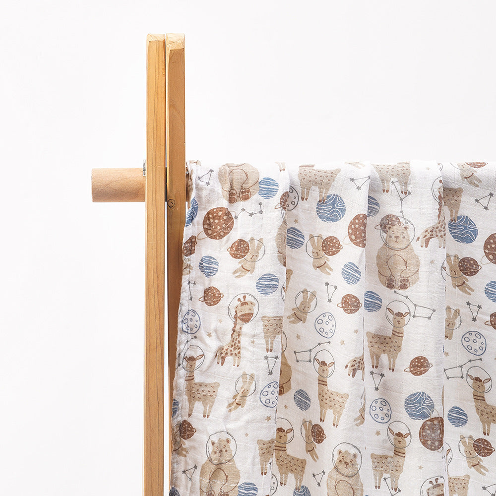 KTX-235347 Bamboo Cotton Newborn Baby Blanket and Bath Towel - Soft, Lightweight, Animal and Cartoon Patterns