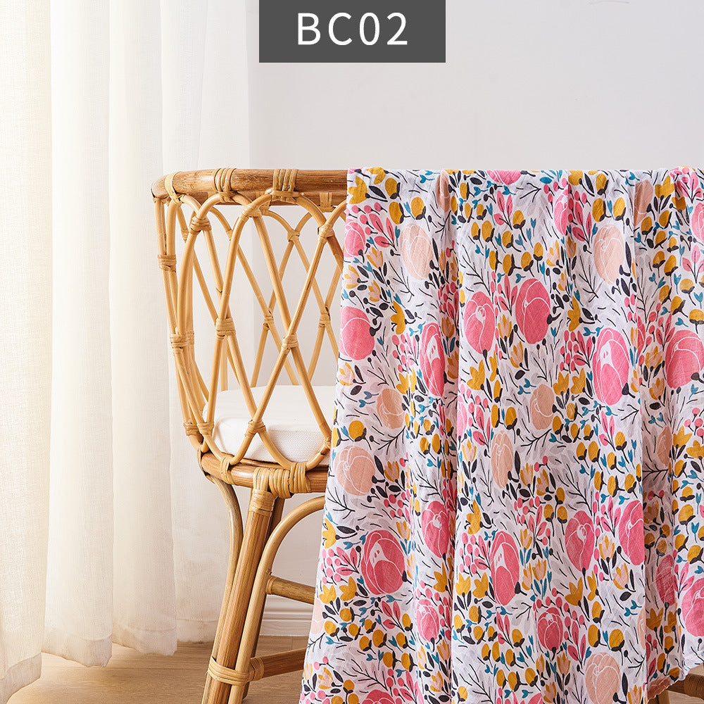 KTX-235347 Bamboo Cotton Newborn Baby Blanket and Bath Towel - Soft, Lightweight, Animal and Cartoon Patterns