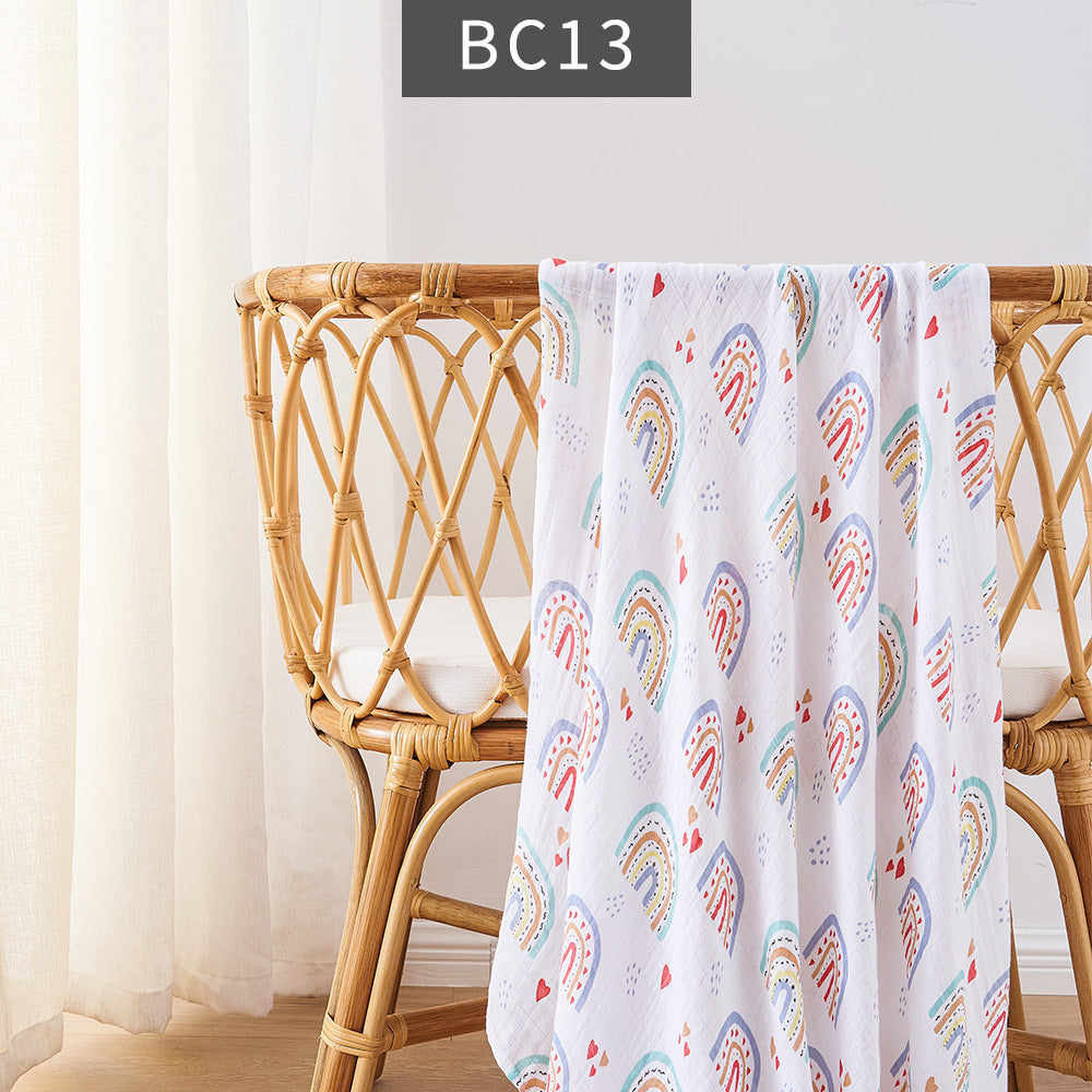 KTX-235347 Bamboo Cotton Newborn Baby Blanket and Bath Towel - Soft, Lightweight, Animal and Cartoon Patterns