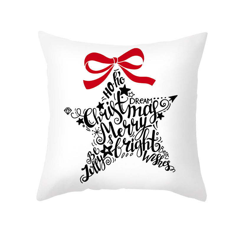 KTX-235603 Cartoon Christmas Pillowcase for Sofa or Office Cushion, 45x45cm, Peach Skin Fabric