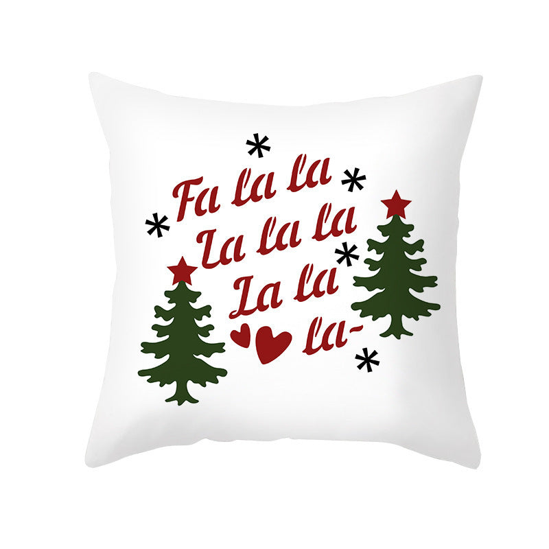 KTX-235603 Cartoon Christmas Pillowcase for Sofa or Office Cushion, 45x45cm, Peach Skin Fabric