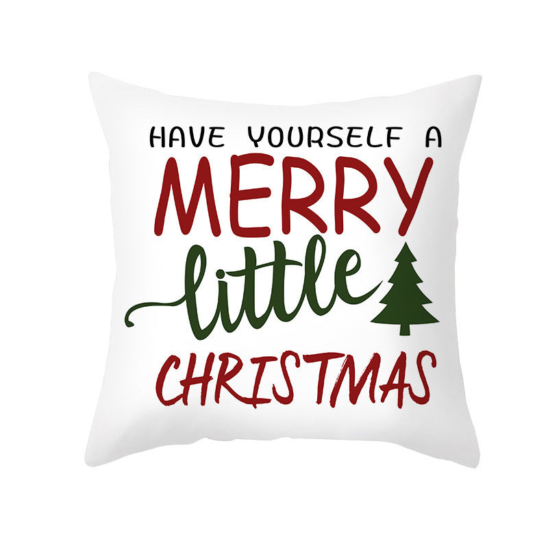 KTX-235603 Cartoon Christmas Pillowcase for Sofa or Office Cushion, 45x45cm, Peach Skin Fabric