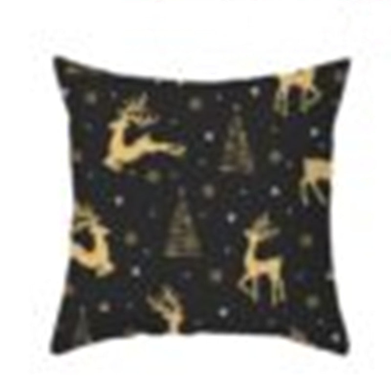 KTX-235603 Cartoon Christmas Pillowcase for Sofa or Office Cushion, 45x45cm, Peach Skin Fabric