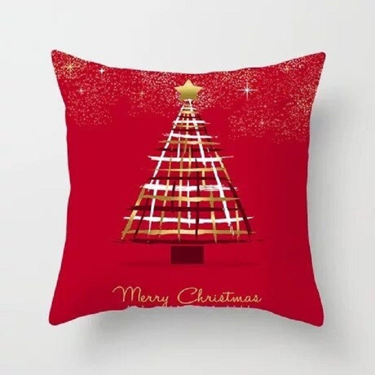 KTX-235603 Cartoon Christmas Pillowcase for Sofa or Office Cushion, 45x45cm, Peach Skin Fabric