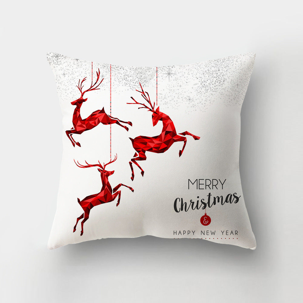 KTX-235603 Cartoon Christmas Pillowcase for Sofa or Office Cushion, 45x45cm, Peach Skin Fabric