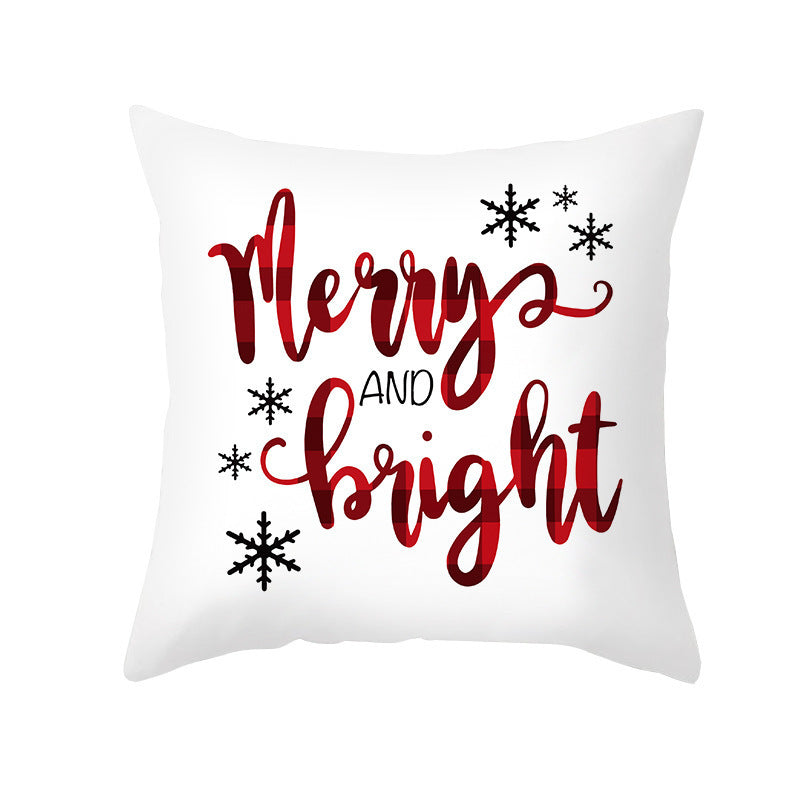 KTX-235603 Cartoon Christmas Pillowcase for Sofa or Office Cushion, 45x45cm, Peach Skin Fabric