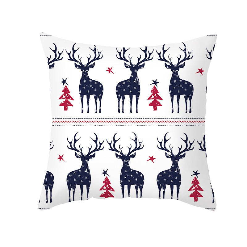 KTX-235603 Cartoon Christmas Pillowcase for Sofa or Office Cushion, 45x45cm, Peach Skin Fabric