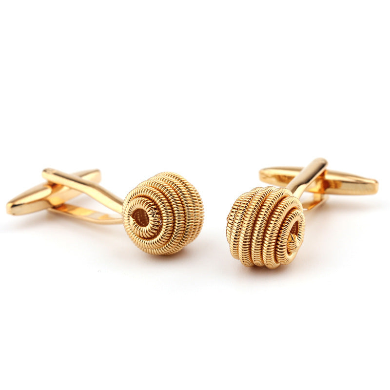 KTX-235603 Gold Twist Cufflinks for Shirts - Unisex Electroplated Copper Design