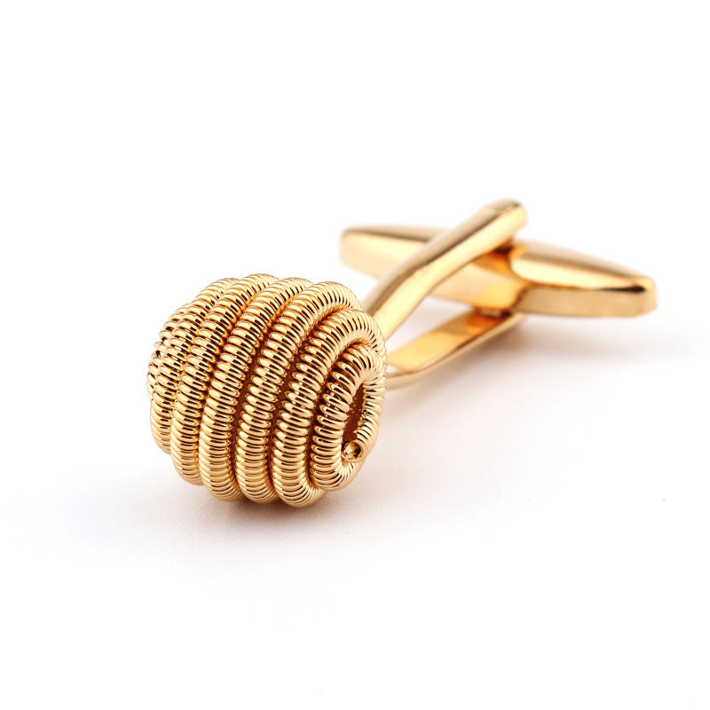 KTX-235603 Gold Twist Cufflinks for Shirts - Unisex Electroplated Copper Design