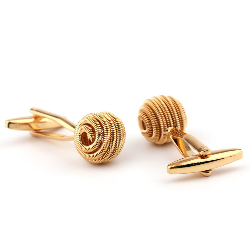 KTX-235603 Gold Twist Cufflinks for Shirts - Unisex Electroplated Copper Design