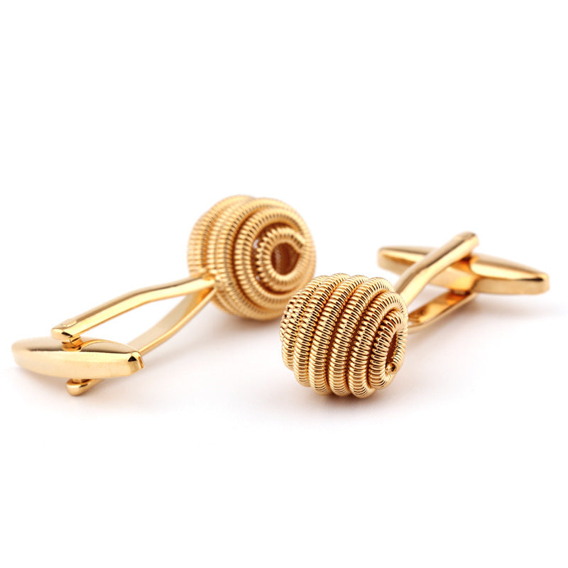 KTX-235603 Gold Twist Cufflinks for Shirts - Unisex Electroplated Copper Design
