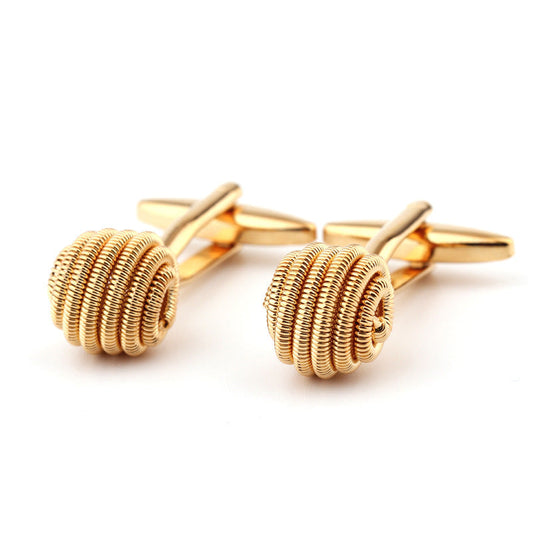 KTX-235603 Gold Twist Cufflinks for Shirts - Unisex Electroplated Copper Design