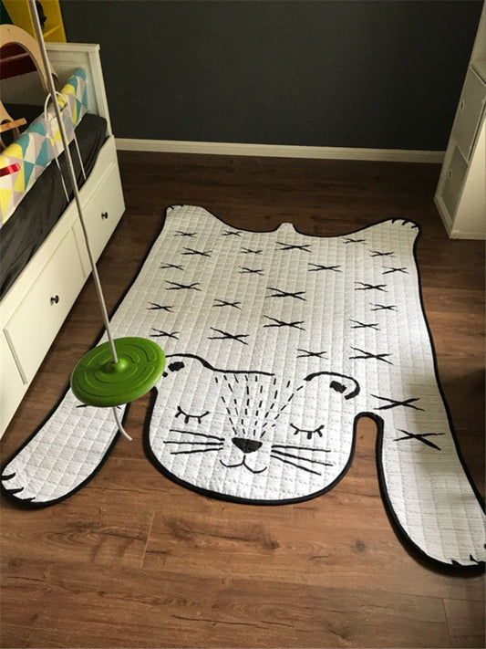 KTX-235859 Soft Cotton Baby Play Mat with White Tiger Design for Kids Ages 0-8+ Years - Perfect for Living Room Decor and Play Areas
