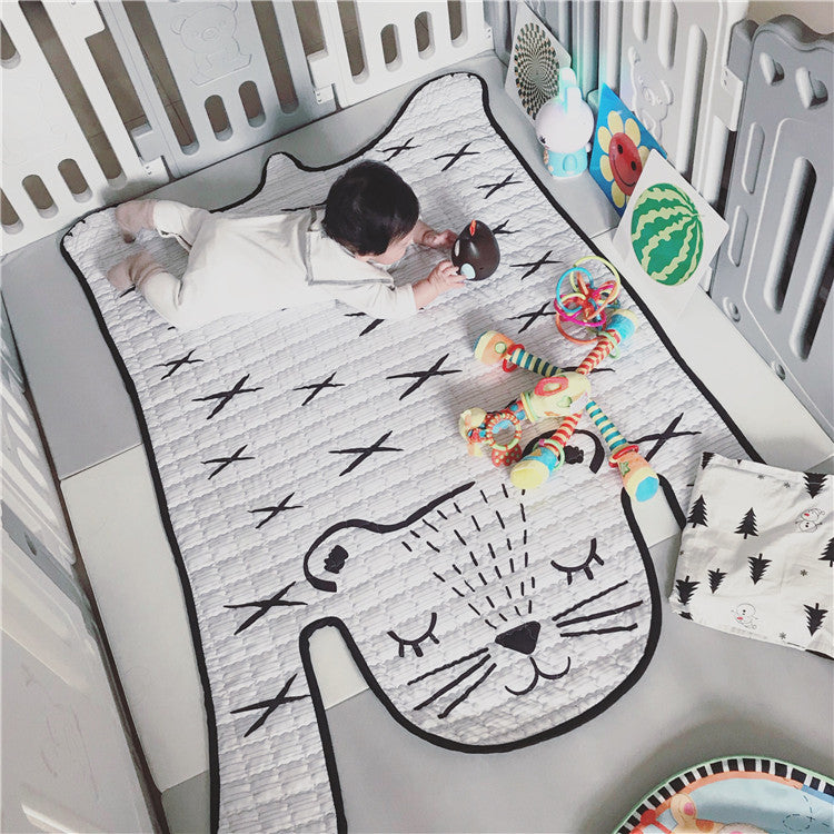KTX-235859 Soft Cotton Baby Play Mat with White Tiger Design for Kids Ages 0-8+ Years - Perfect for Living Room Decor and Play Areas