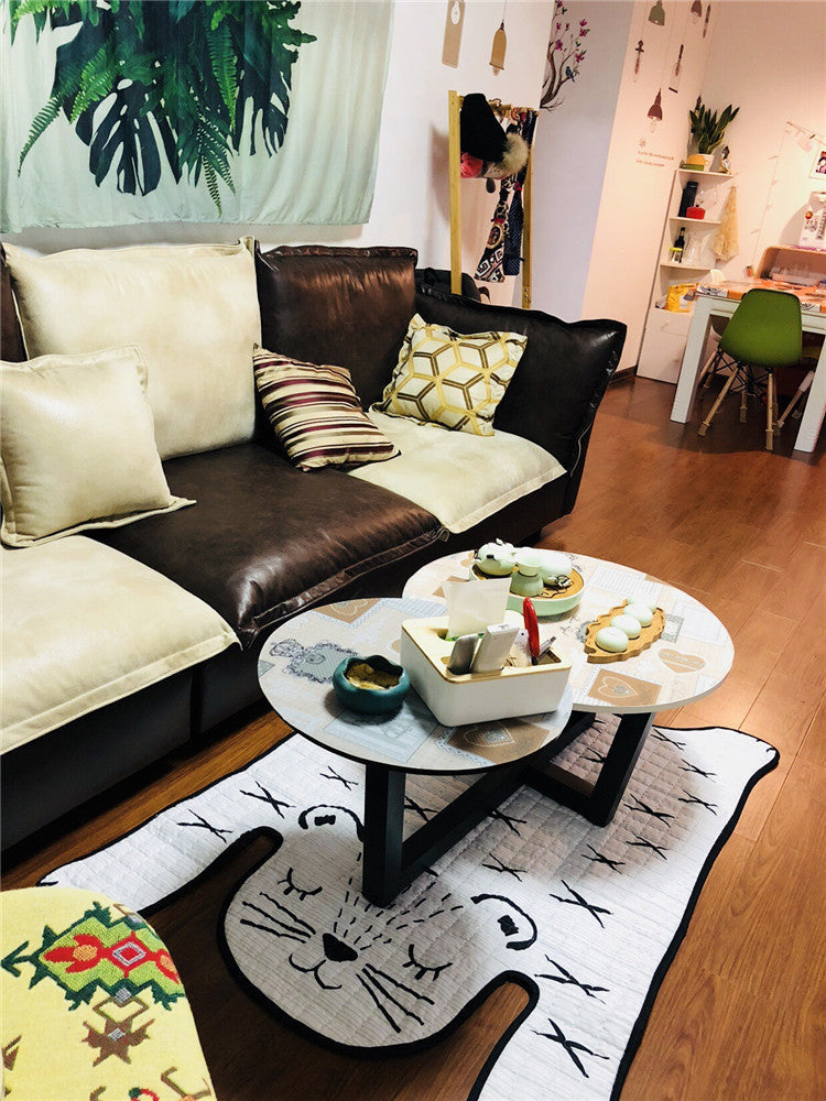 KTX-235859 Soft Cotton Baby Play Mat with White Tiger Design for Kids Ages 0-8+ Years - Perfect for Living Room Decor and Play Areas