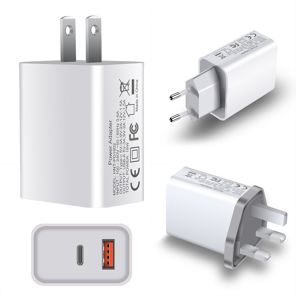KTX-235987 FDGAO 18W PD Fast Charging Plug with Dual USB Typ-C Ports for Apple 12 Mobile Phones