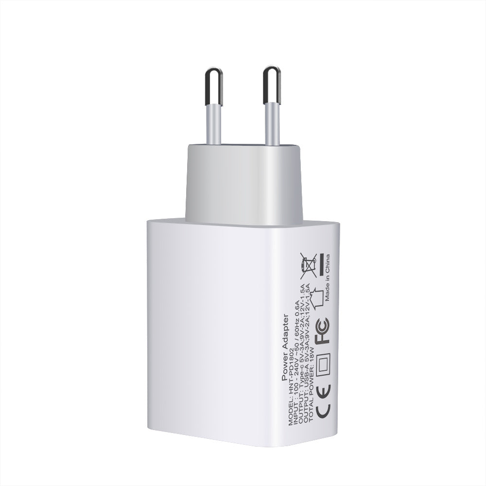 KTX-235987 FDGAO 18W PD Fast Charging Plug with Dual USB Typ-C Ports for Apple 12 Mobile Phones