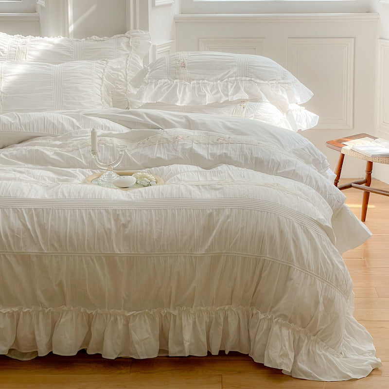 KTX-236243 Cotton Washed Ruffled Quilt Cover Set - Available in Multiple Sizes