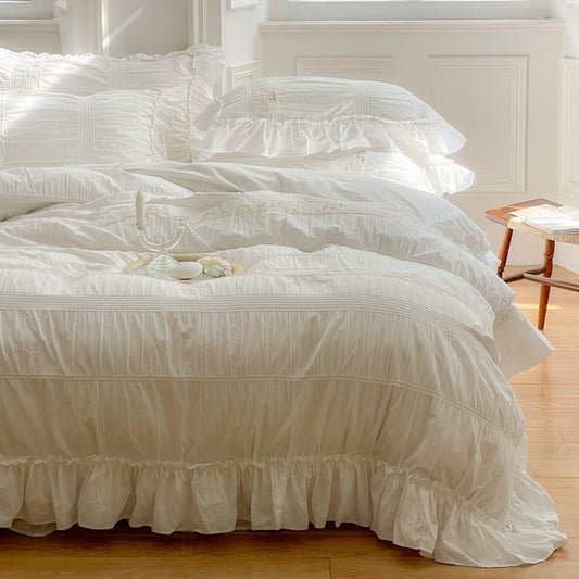 KTX-236243 Cotton Washed Ruffled Quilt Cover Set - Available in Multiple Sizes