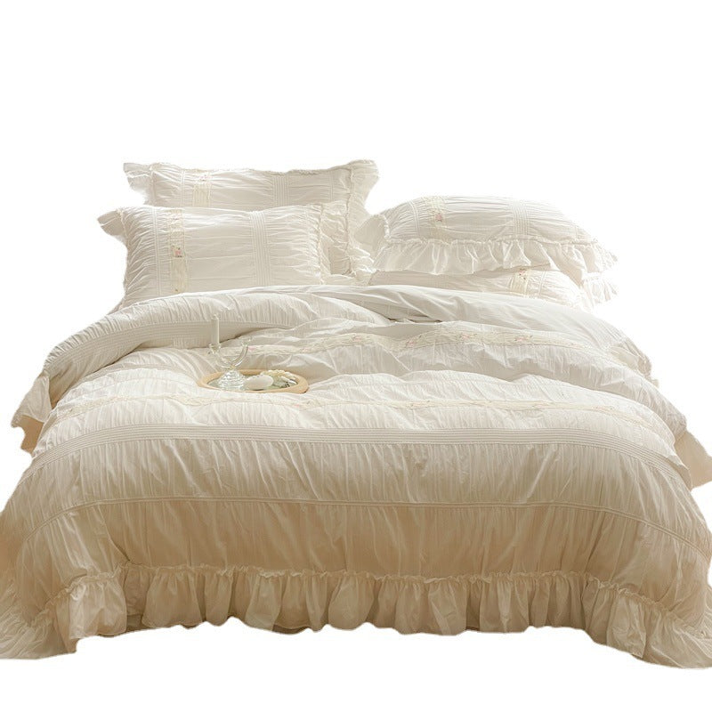 KTX-236243 Cotton Washed Ruffled Quilt Cover Set - Available in Multiple Sizes