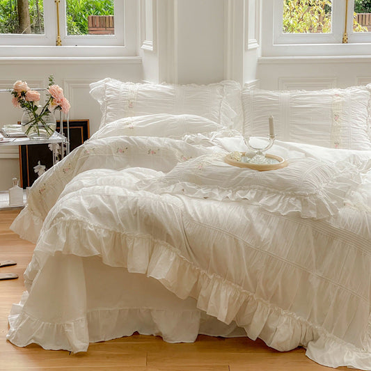 KTX-236243 Cotton Washed Ruffled Quilt Cover Set - Available in Multiple Sizes
