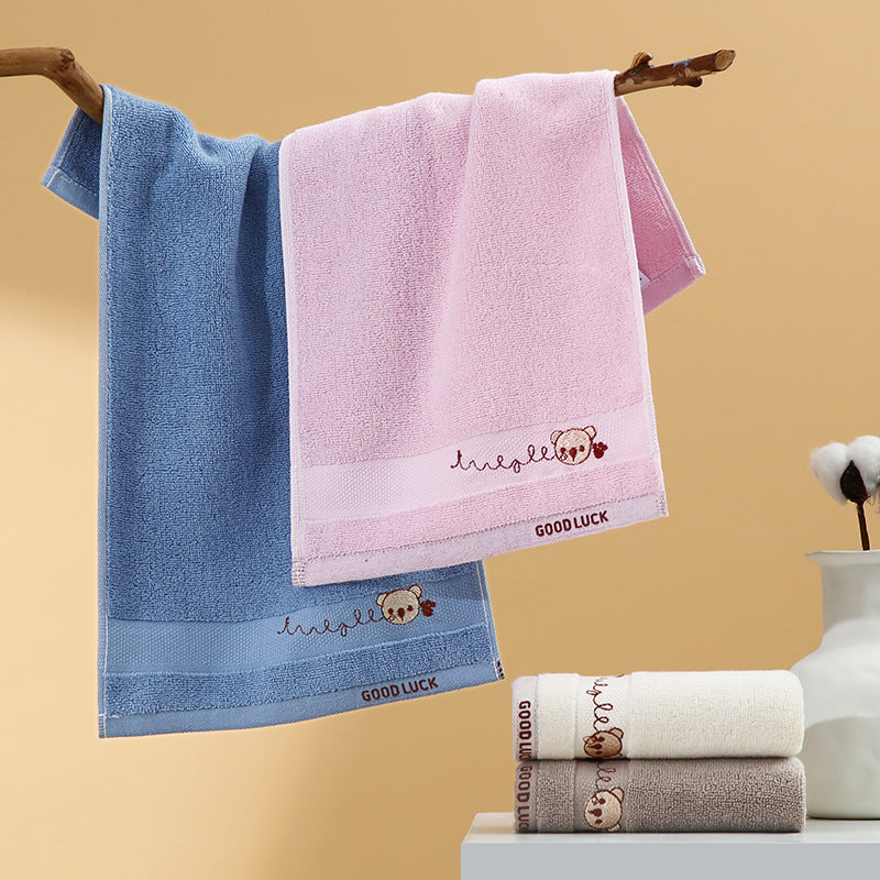 KTX-236499 Pure Cotton Cartoon Kids Towel for Home and Kindergarten - Soft, Embroidered Design, 50x25cm