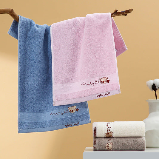 KTX-236499 Pure Cotton Cartoon Kids Towel for Home and Kindergarten - Soft, Embroidered Design, 50x25cm