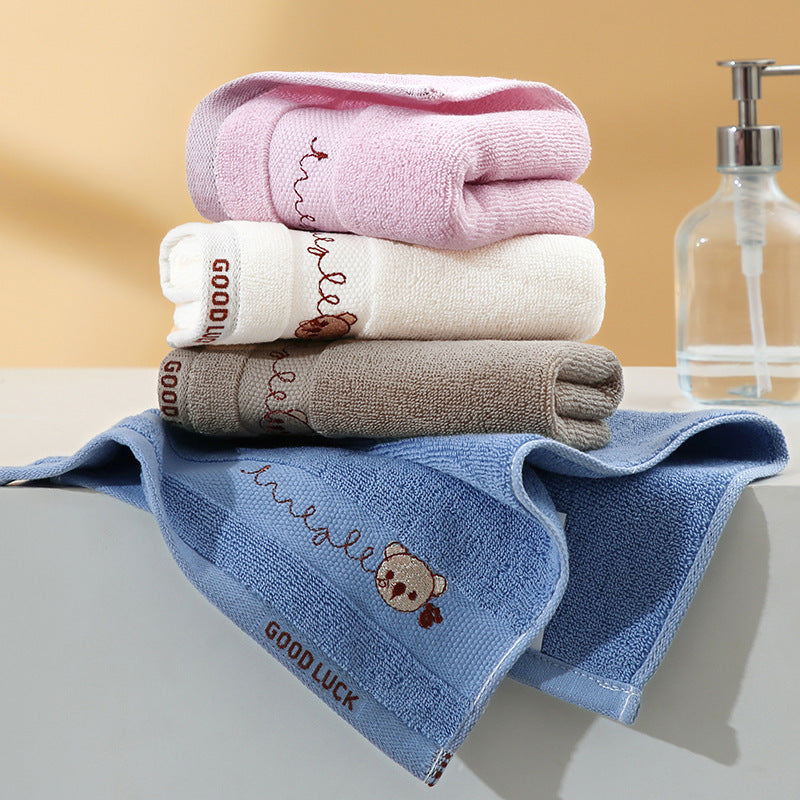 KTX-236499 Pure Cotton Cartoon Kids Towel for Home and Kindergarten - Soft, Embroidered Design, 50x25cm