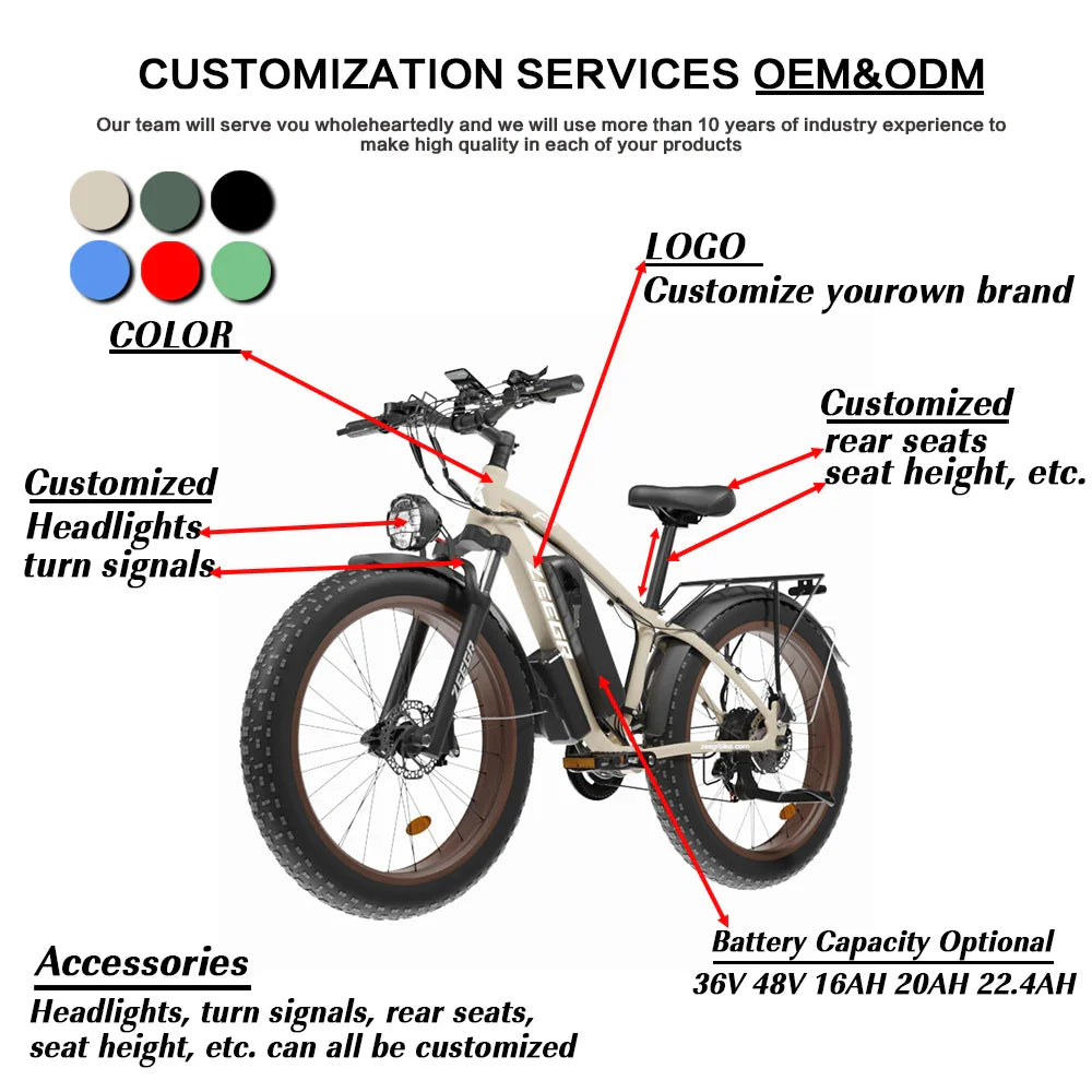 KTX-236627 48V 2000W Dual Motor Fat Tire Electric Bike with 26" Aluminum Alloy Frame and Hydraulic Disc Brakes