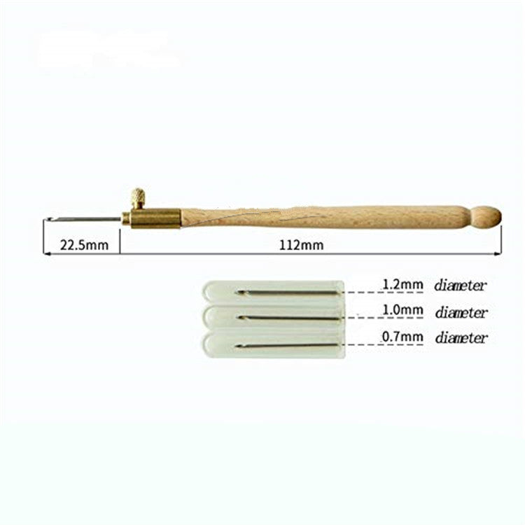 KTX-236755 Anti-French Embroidery Crochet Hook Set with 3 Solid Wood Needles - 135mm