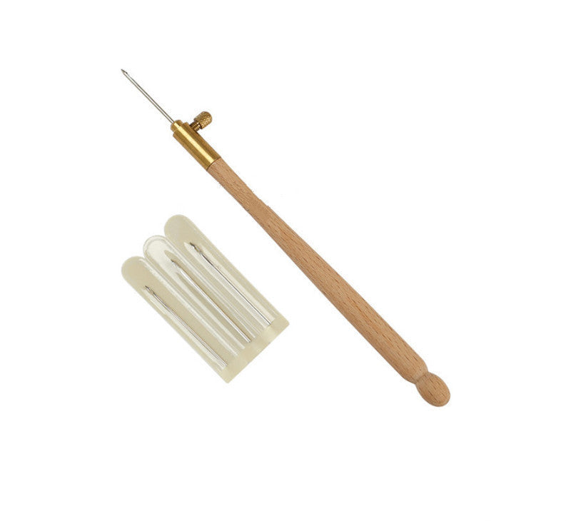 KTX-236755 Anti-French Embroidery Crochet Hook Set with 3 Solid Wood Needles - 135mm