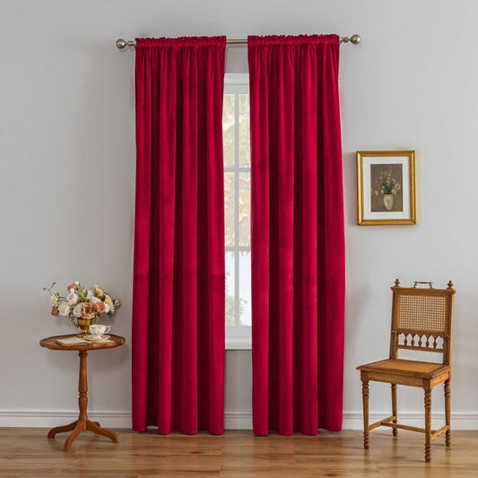 KTX-237779 Luxury Velvet Soft Drape Curtain for Home Decoration - High Shading (71%-90%) Available in Multiple Colors and Sizes
