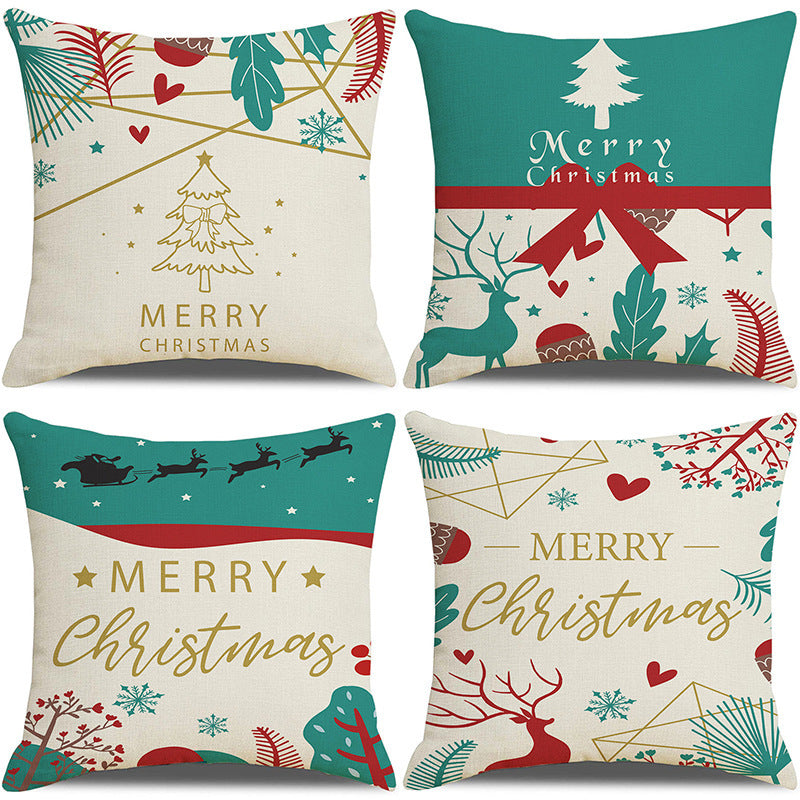 KTX-237907 Sofa Living Room Christmas Pillow Covers - Set of 4, Modern Design, 45x45 cm, Multiple Colors Available