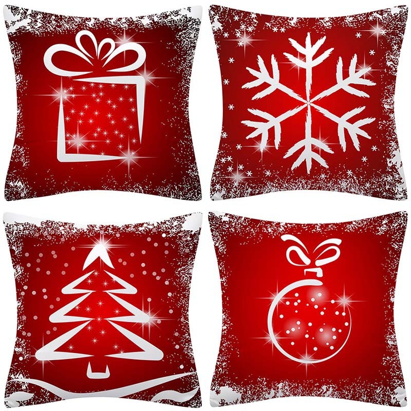 KTX-237907 Sofa Living Room Christmas Pillow Covers - Set of 4, Modern Design, 45x45 cm, Multiple Colors Available