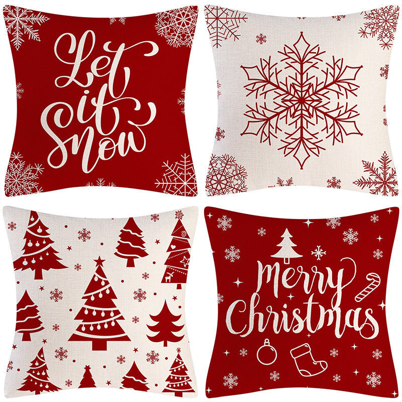 KTX-237907 Sofa Living Room Christmas Pillow Covers - Set of 4, Modern Design, 45x45 cm, Multiple Colors Available